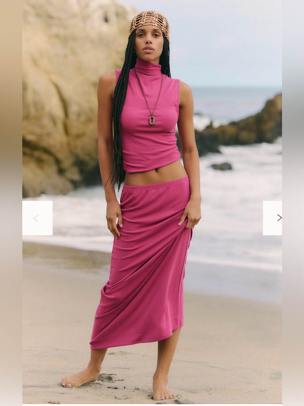 freecity Hot Pink Maxi Skirt - Pull-On Style